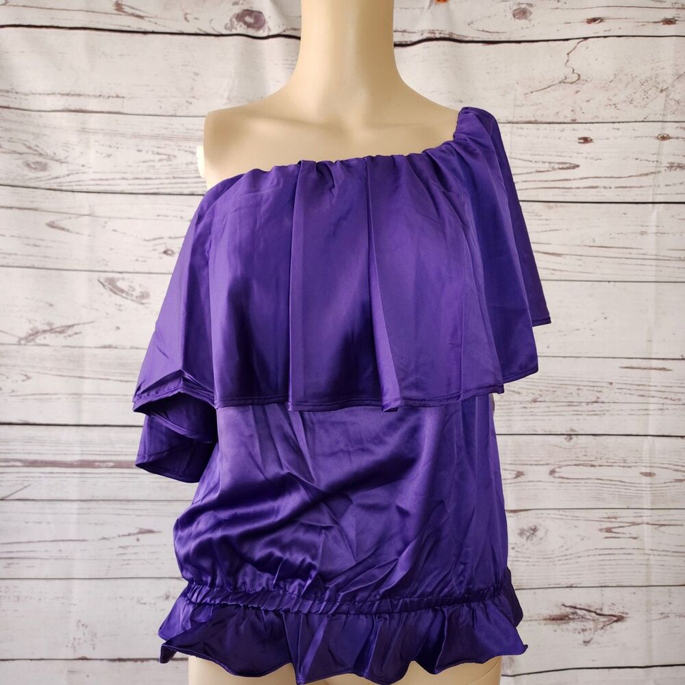 Rachel Lym Off-the-Shoulder Peasant Top / Cover-up Purple - Small NWT